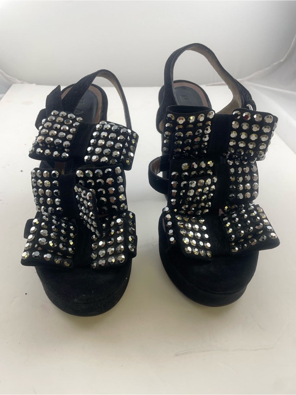 Marni Black Suede Gem-Studded Block Heel Sandals - Picture 3 of 5